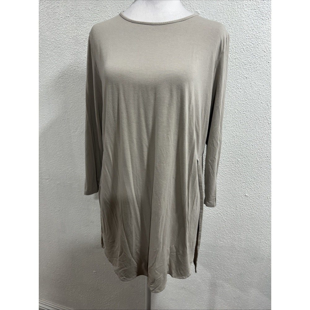 J Jill Tan 3/4 Sleeve Loose Fit Shirt Size Large Preppy